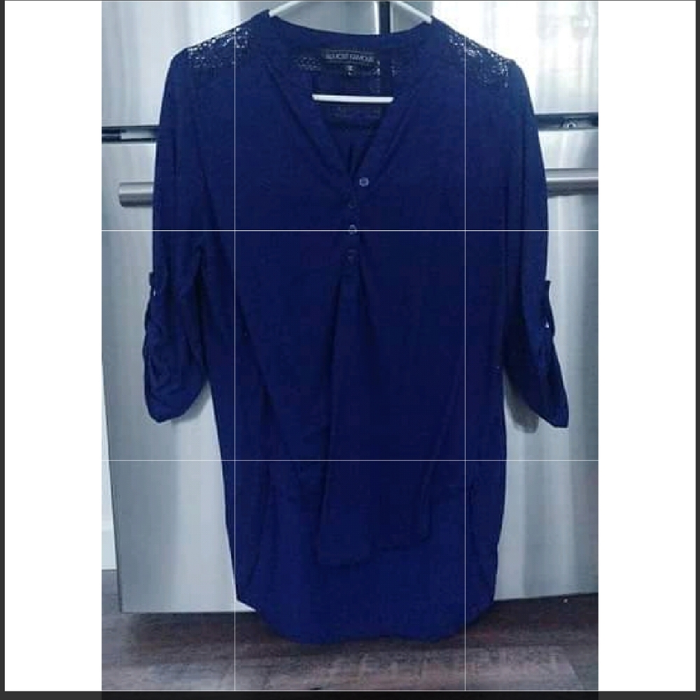 Blue half button down shirt plus shipping